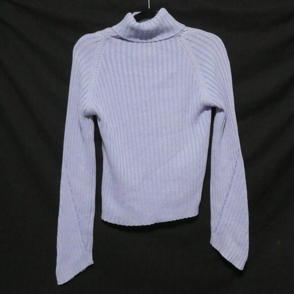 TRISTAN & ISEUT | medium | Light Blue Turtleneck Ribbed Sweater | 100% Cotton - Picture 2 of 16